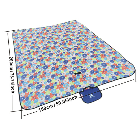 LAMASTON Extra Large Waterproof Picnic Blanket for Camping Sandless Beach Mat for Kids Baby Family, Foldable Indoor Outdoor Sand Free Beach Blanket Purse Tote with 2*1.5M size (Blue Color)