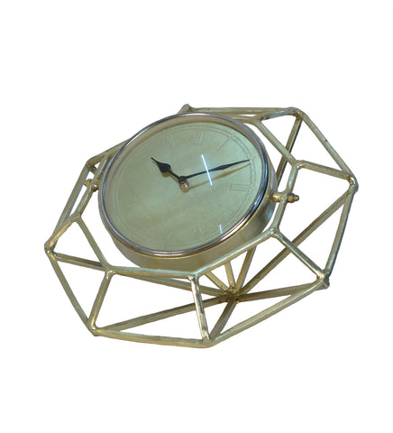 Metal Table Clock Diamond Design, Gold