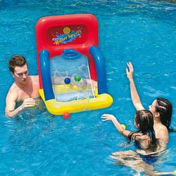 34" Red  Yellow and Blue Inflatable Swimming Pool Water Sports Basketball Shooting Game