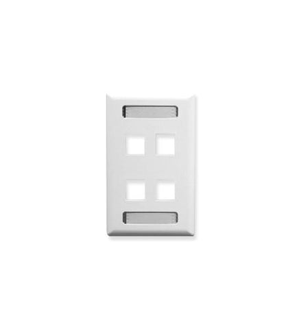 FACEPLATE, ID, 1-GANG, 4-PORT, WHITE