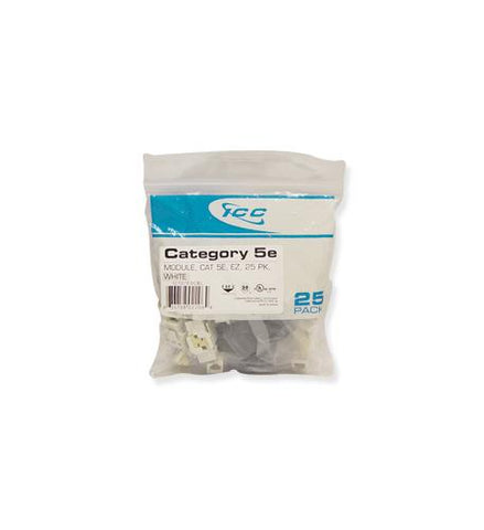 IC107E5CWH - 25PK Cat5 Jack - White EZ